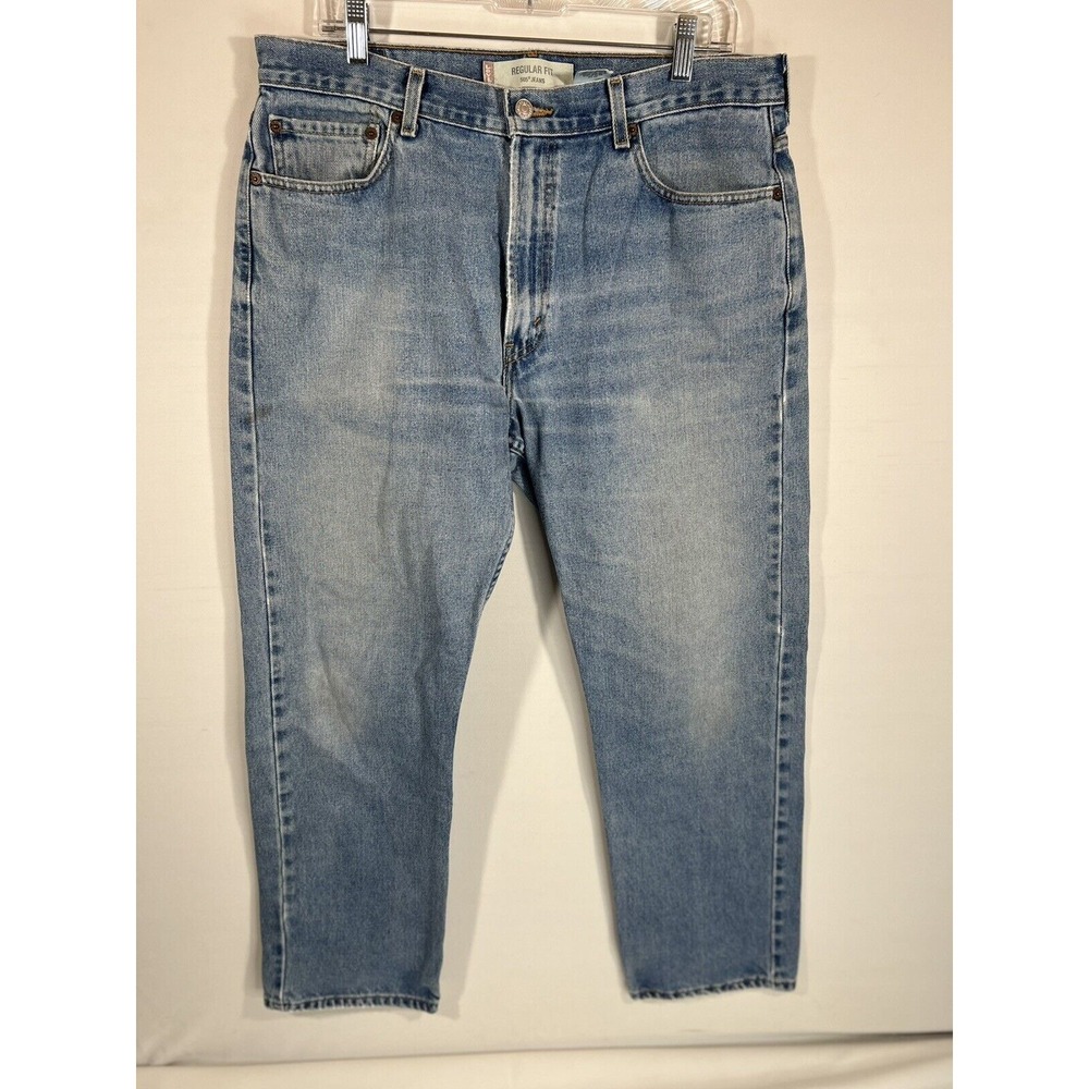Levis 505 Jeans Mens 36x30 Blue Regular Fit Denim Classic Red Tab‎